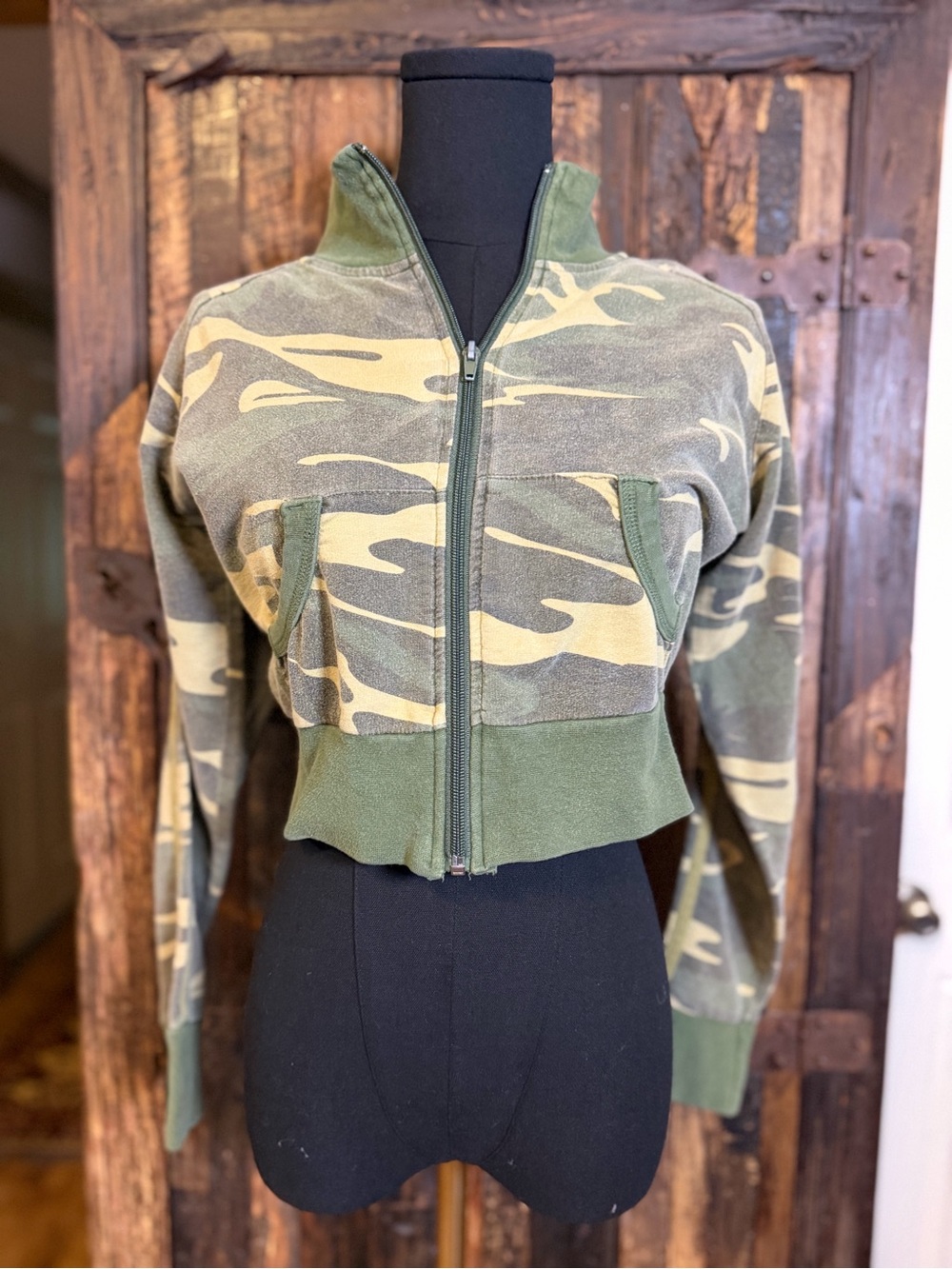 Rebel Rothco Camo Cropped Zip Jacket M Military Y2K Korea grunge utility 90’s